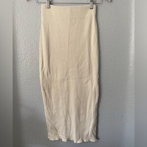 Zara off white ribbed stretchy midi skirt